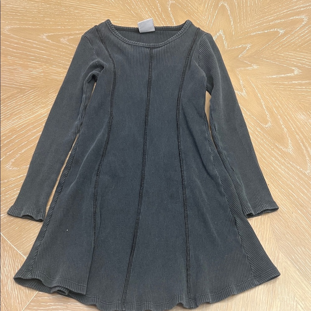 Stylish Rib Gray Kids Dress